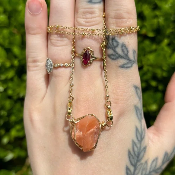 Orange calcite interchangeable necklace - Picture 2 of 4